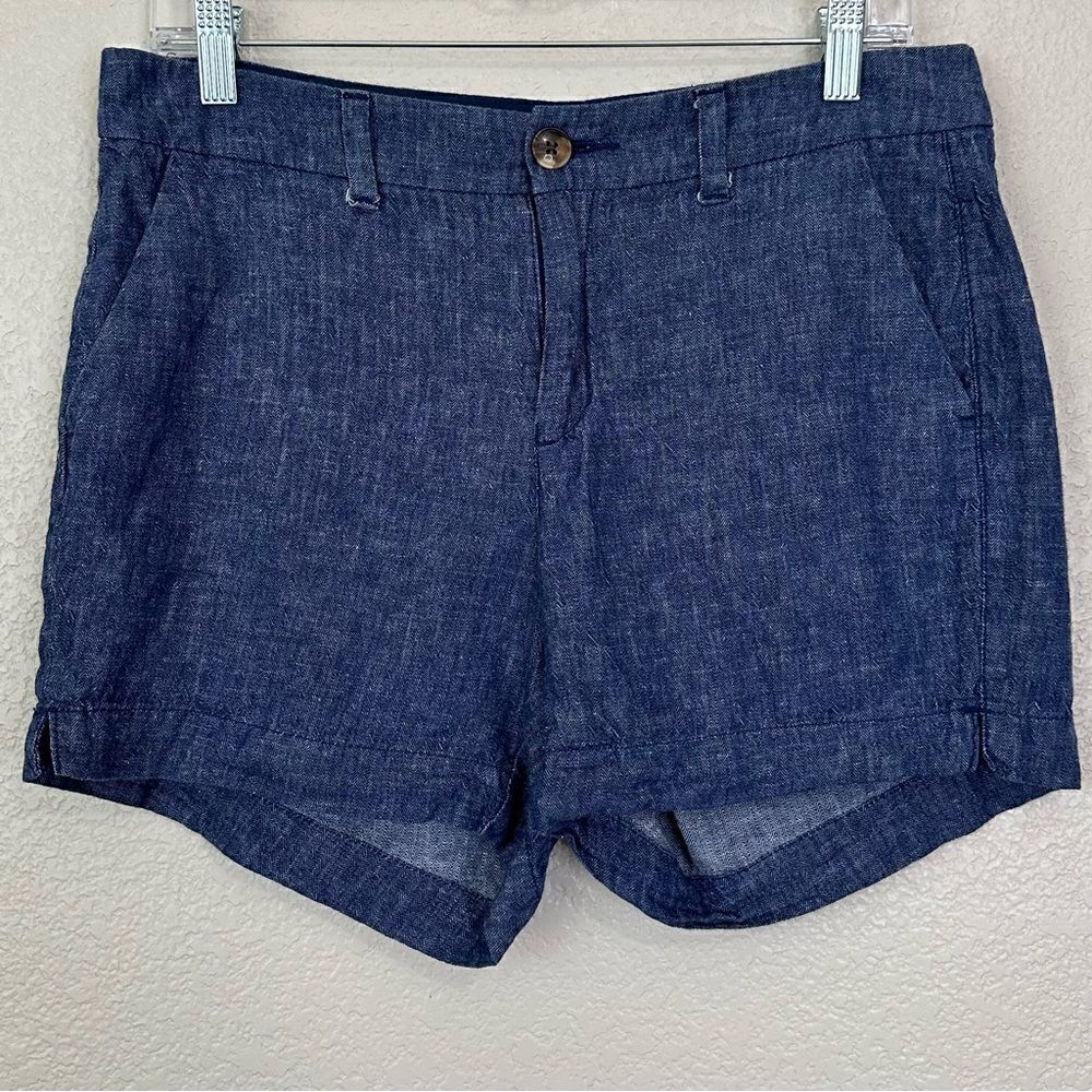 Old Navy Linen Blend Dark Chambray Mid-Rise Everyday Shorts, Size 6